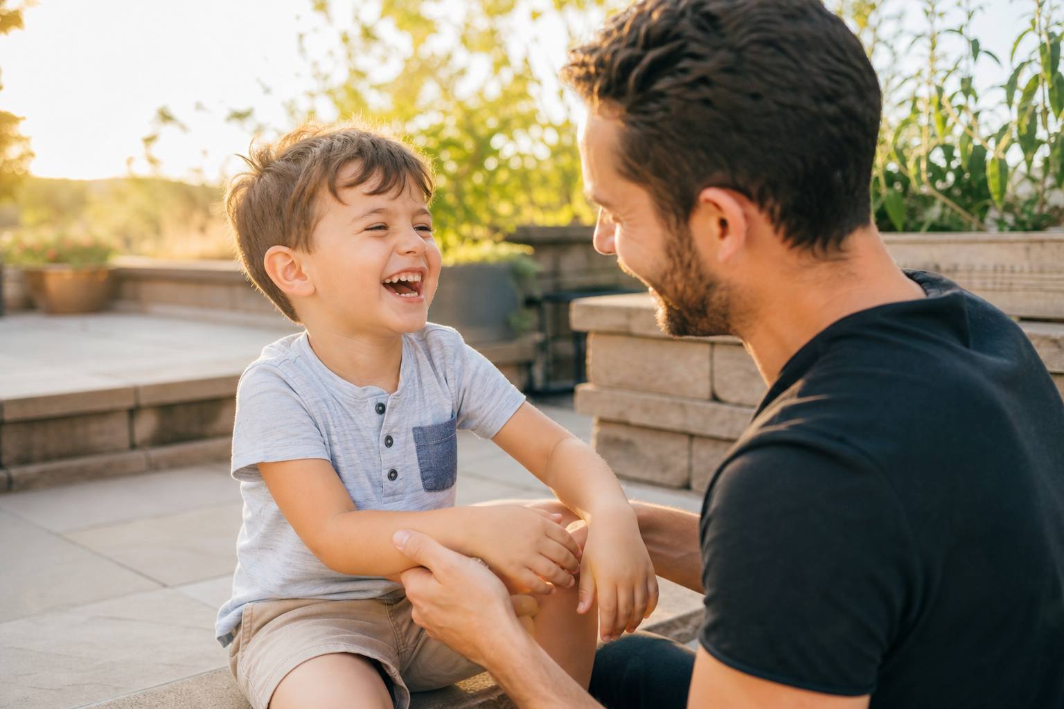 A smiling child receives a dental exam from a gentle dentist at Summit Dental Edmonton.