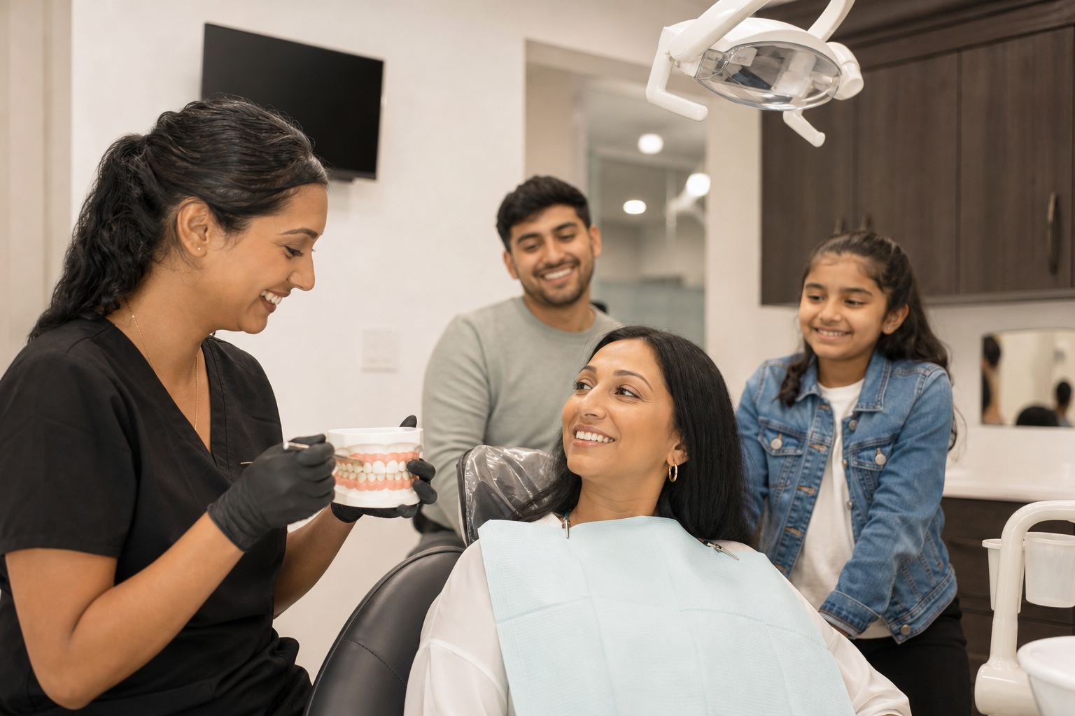 Dental Corner Brampton reception area with staff welcoming a new patient