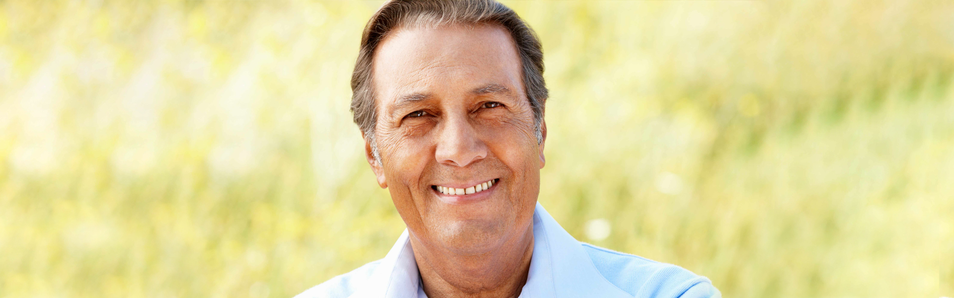 Elderly man with healthy teeth.