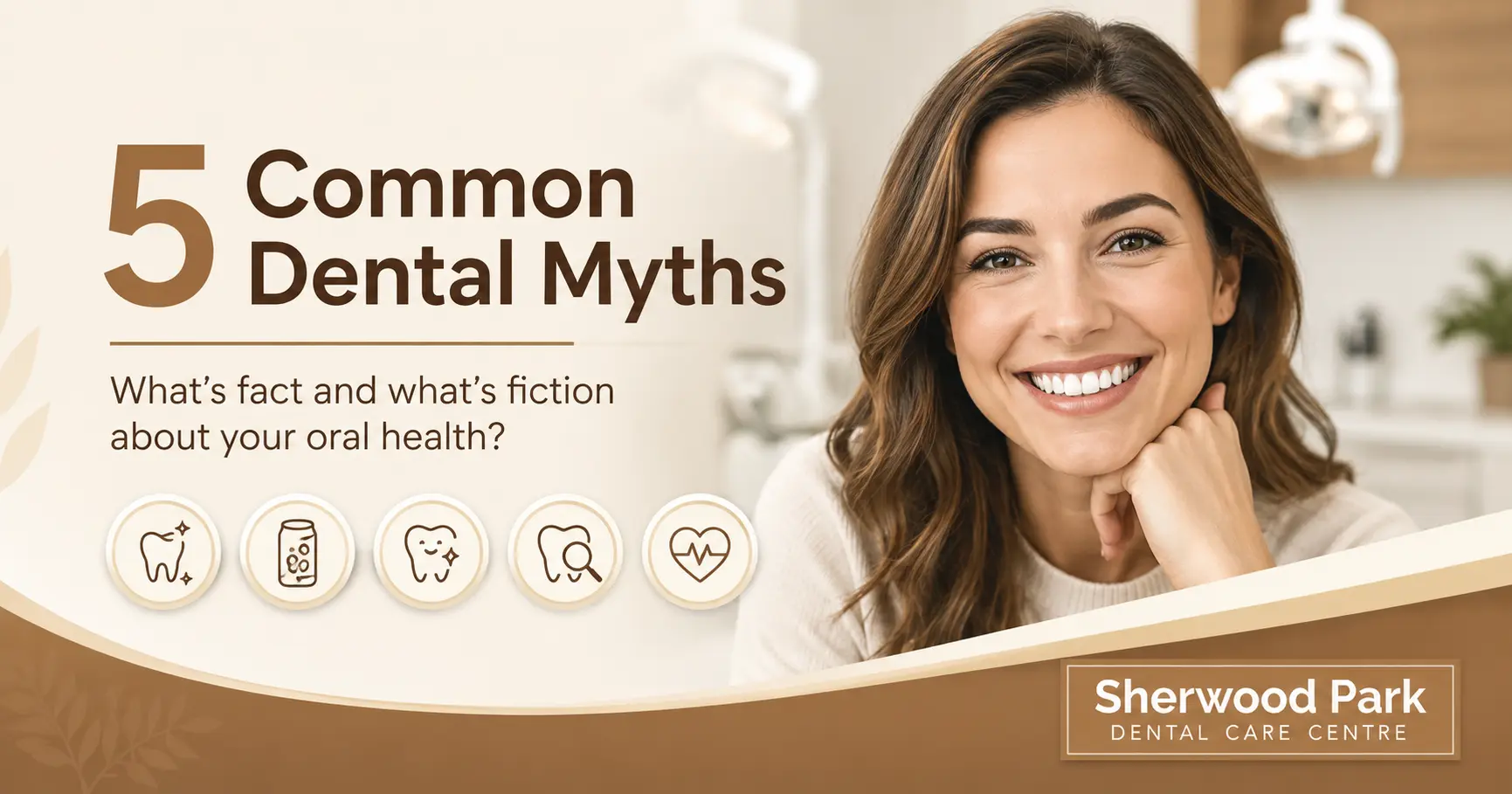 Friendly dentist discussing dental myths with a patient in Sherwood Park.