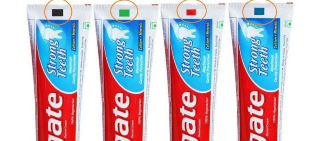coloured lines on toothpaste