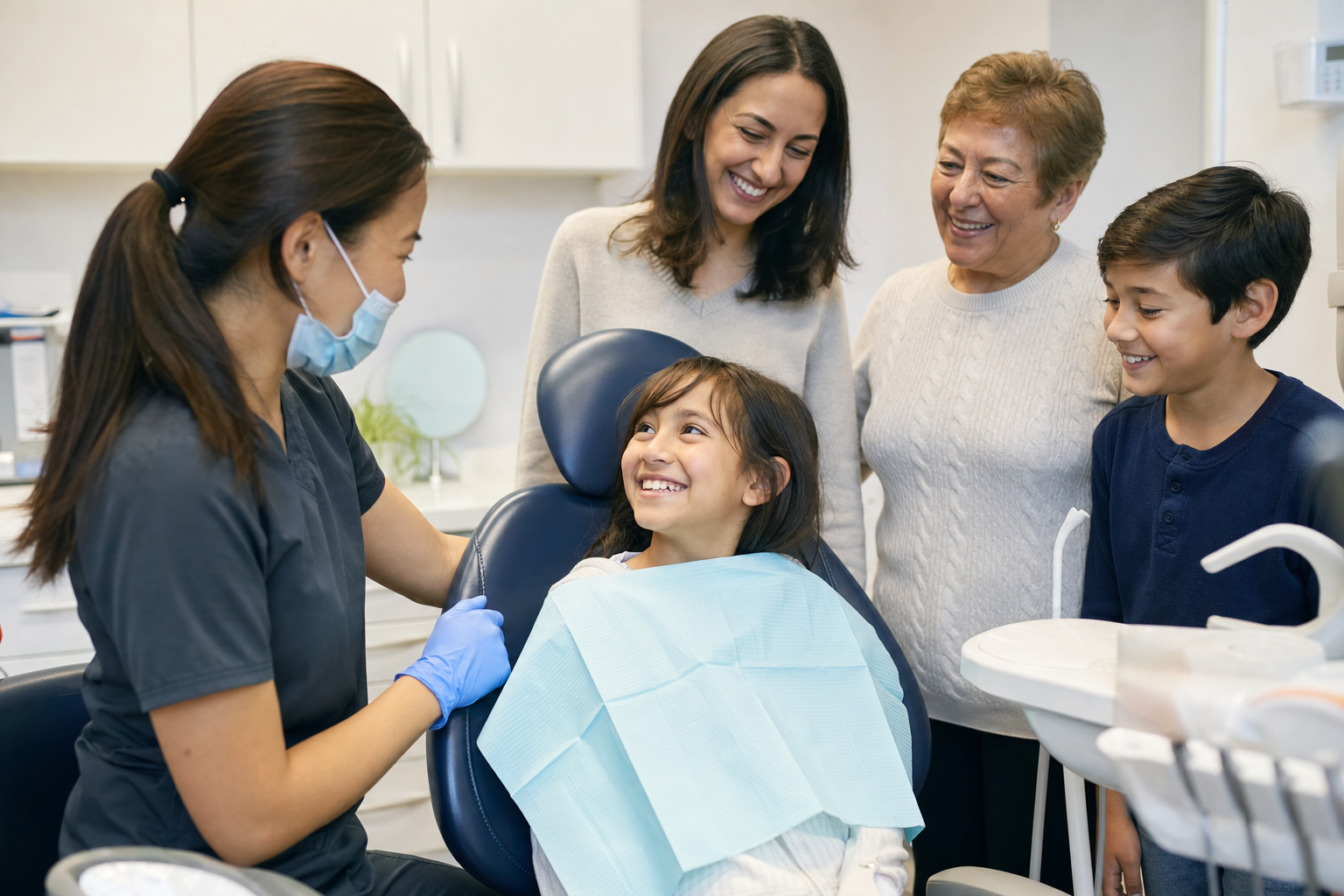 Family at London Square Dental Centre in NE Calgary