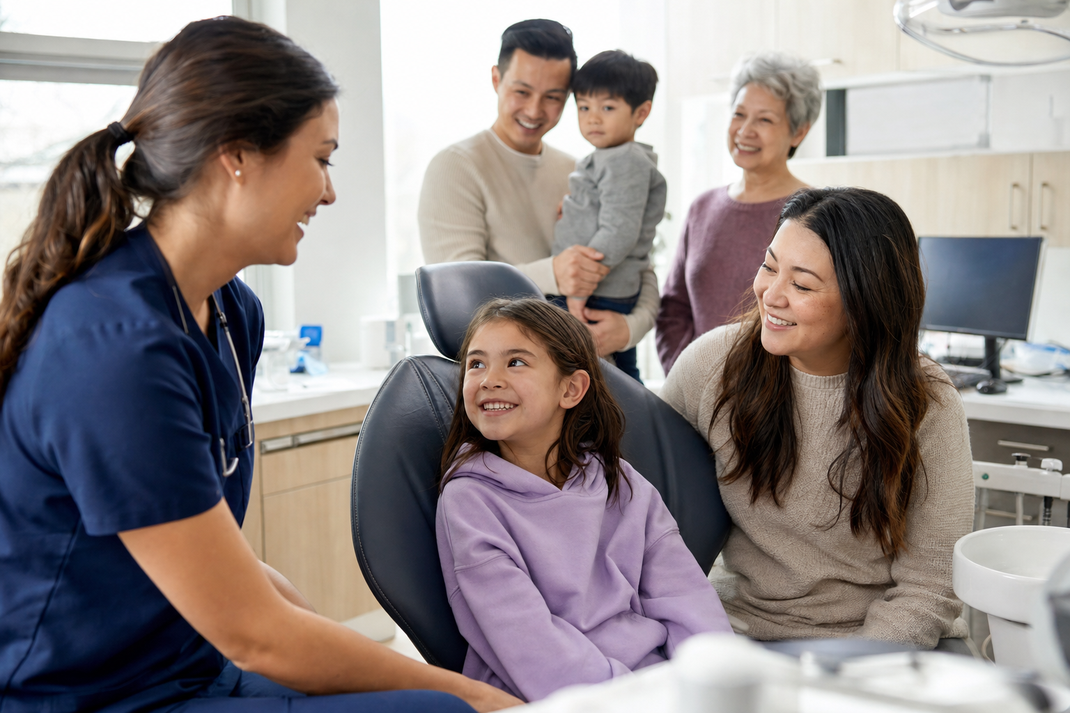 Family with children at a Calgary dental clinic